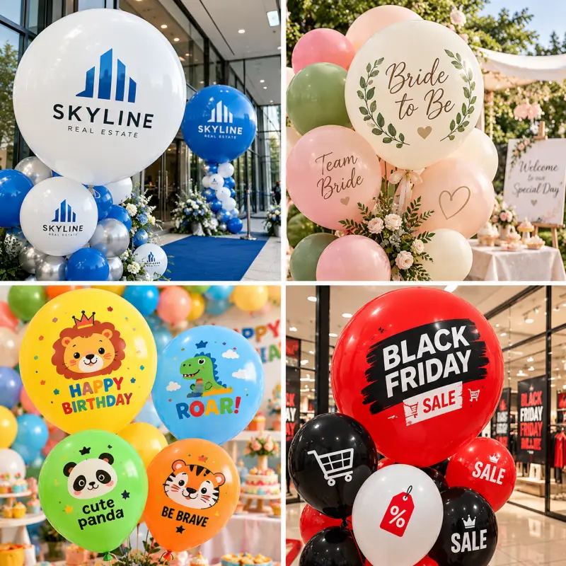 Vente en gros de ballons en latex avec logo personnalisé : choix des tailles d'impression