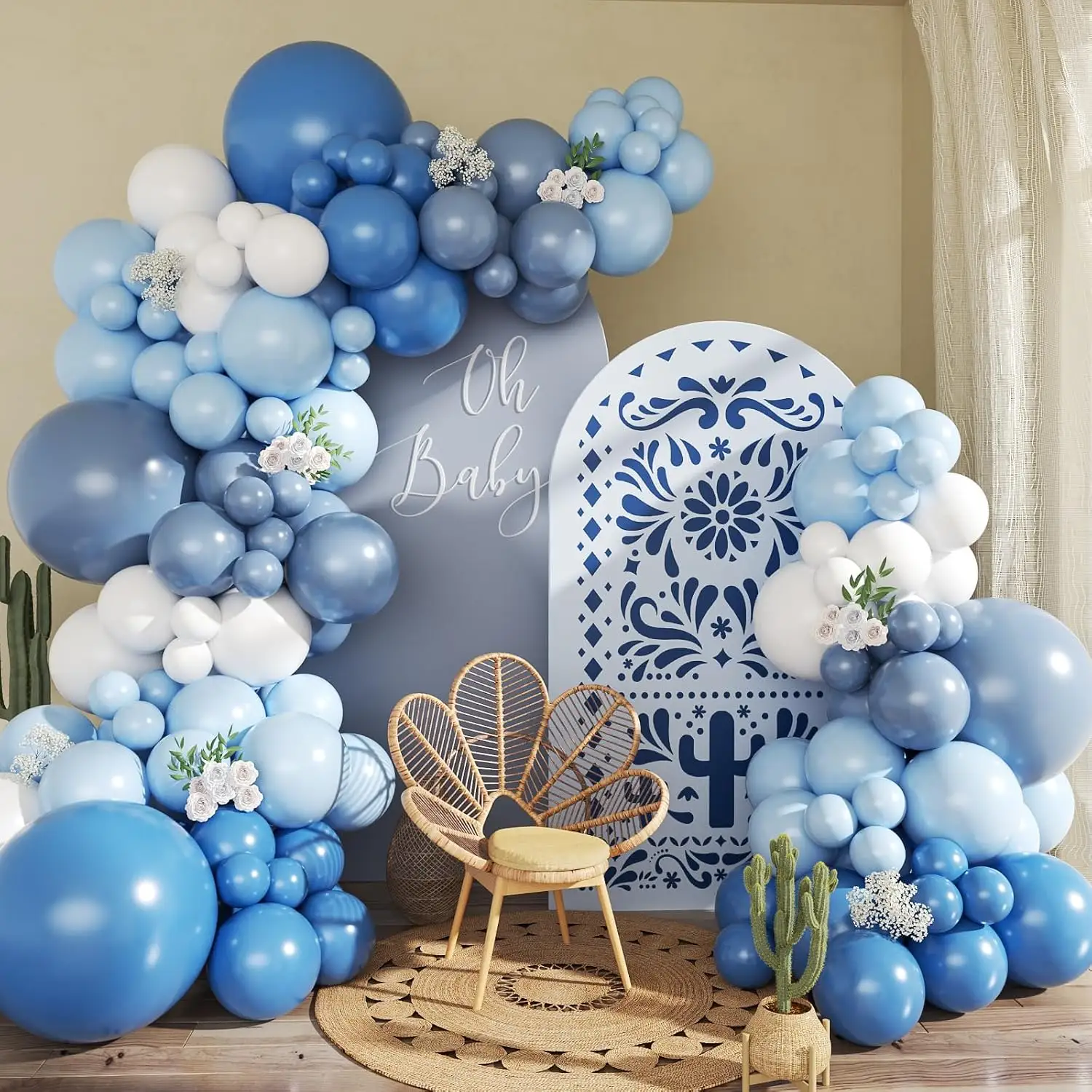 Kits d'arche de guirlande de ballons bleu denim