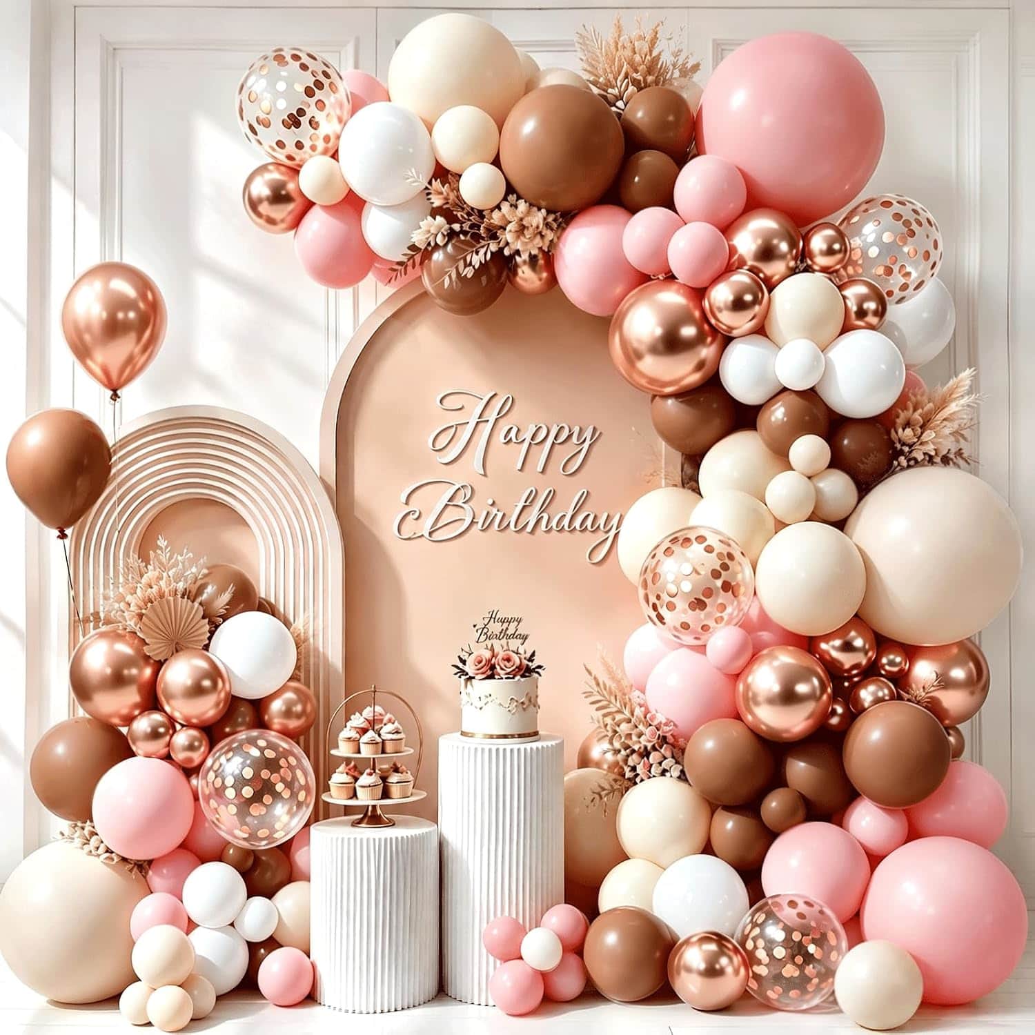 Kit d'arche de guirlande de ballons en or rose poussiéreux