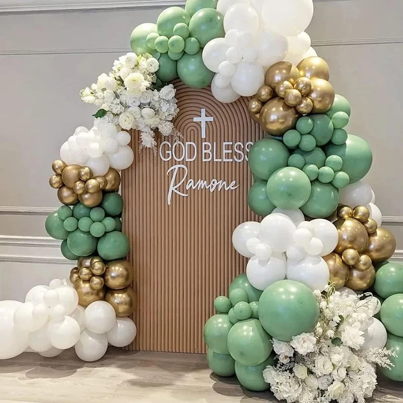 Arche de ballons vert et or