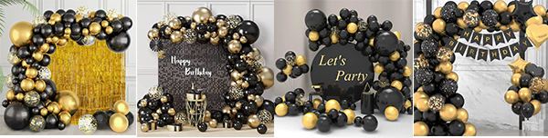 black gold balloon arch