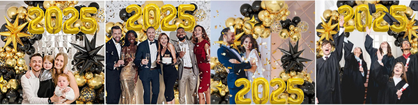 black gold balloon decorations