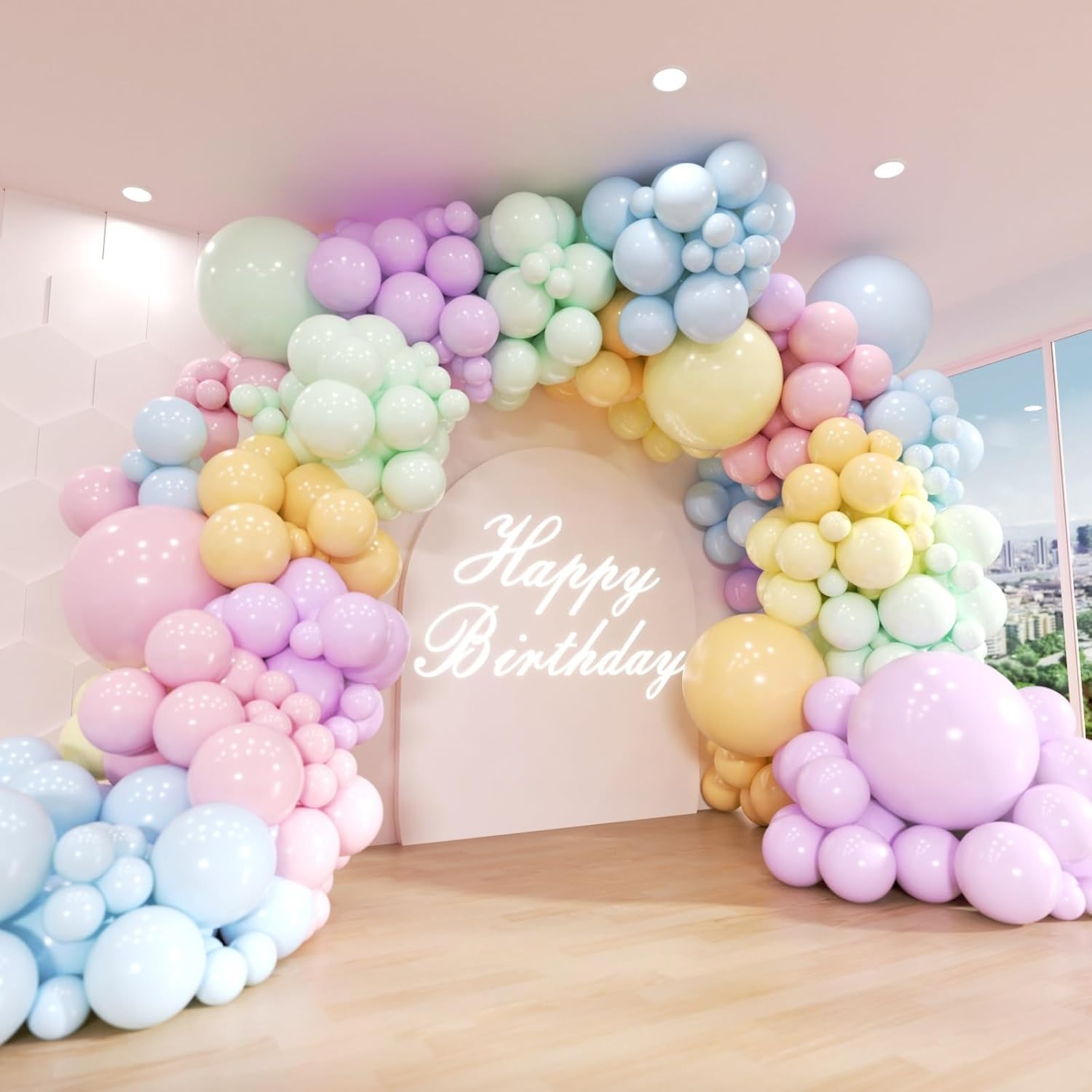 arc de guirlande de ballons macarons