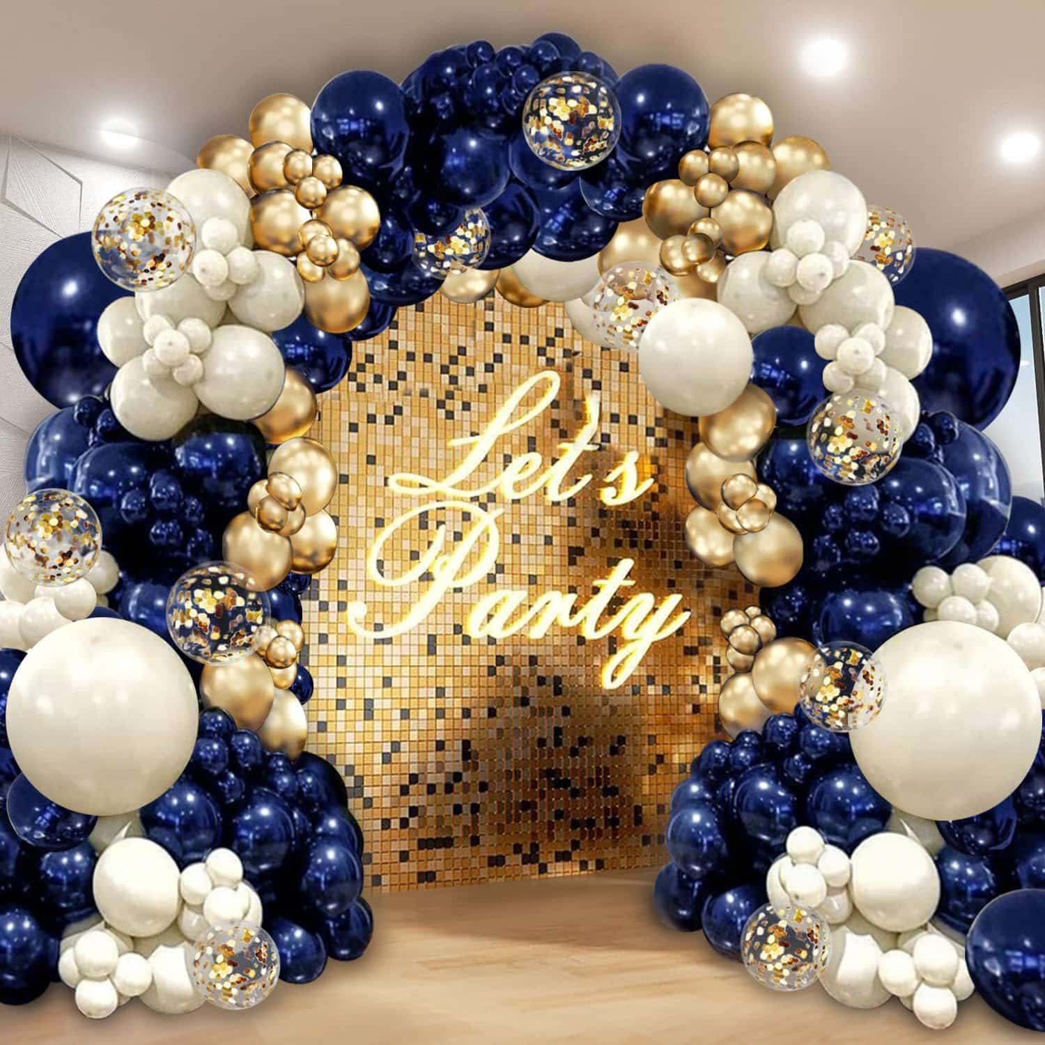 Kit d'arche de guirlande de ballons bleu marine et or
