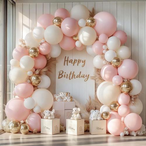 Kit arche ballon blanc Rose Beige