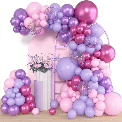 Ensemble guirlande de ballons rose violet