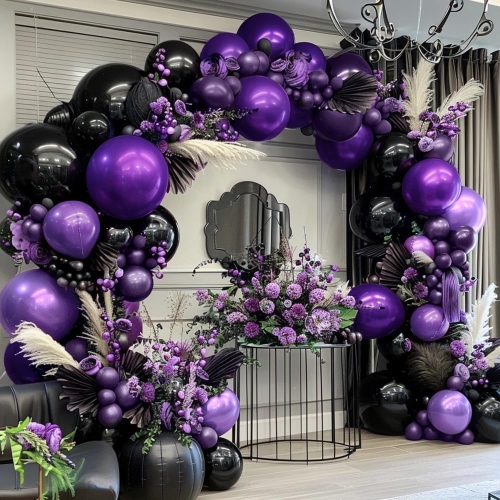 Kits de guirlande de ballons violets et noirs
