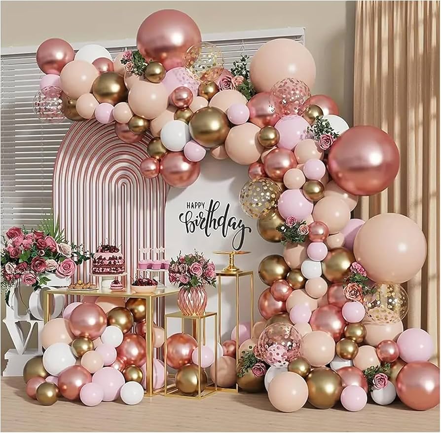 Guirlande de ballons en or rose