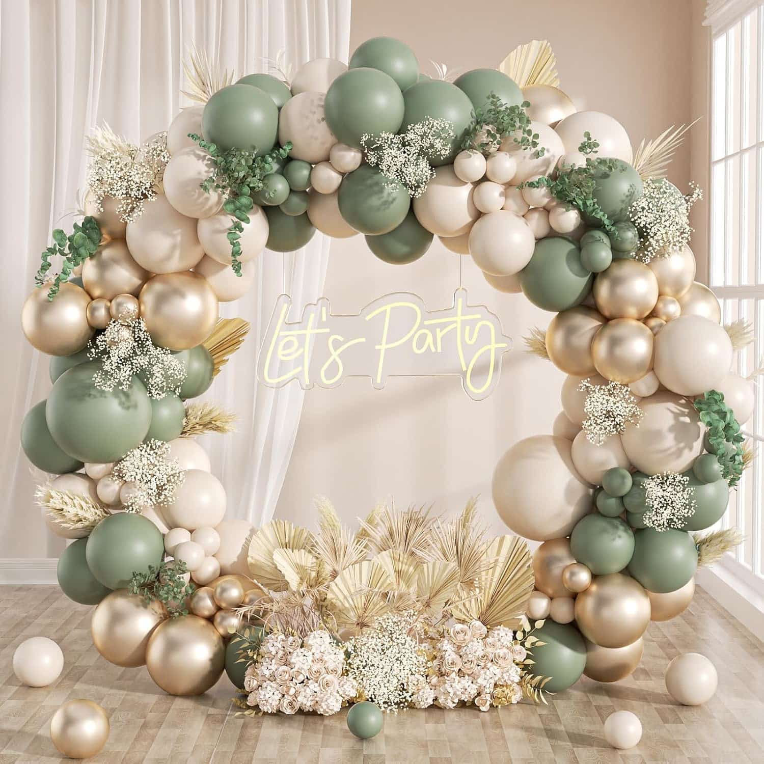 Kit d'arche de guirlande de ballons Boho vert sauge